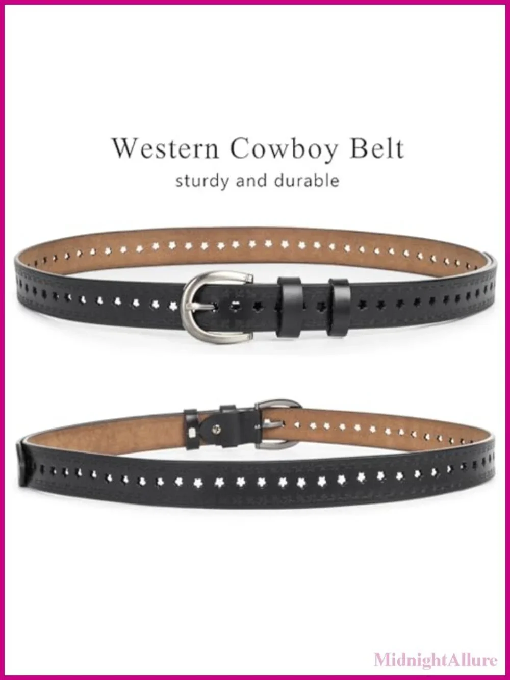Women's Vintage Floral Engraved Embossed High Quality Leather Western Belt